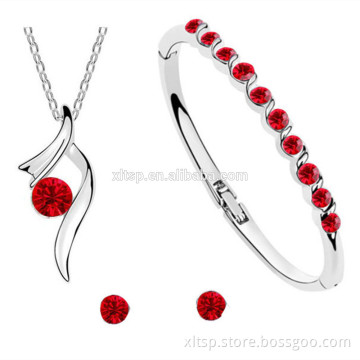 many red crystal bange fashion crystal jewelry set with high quality